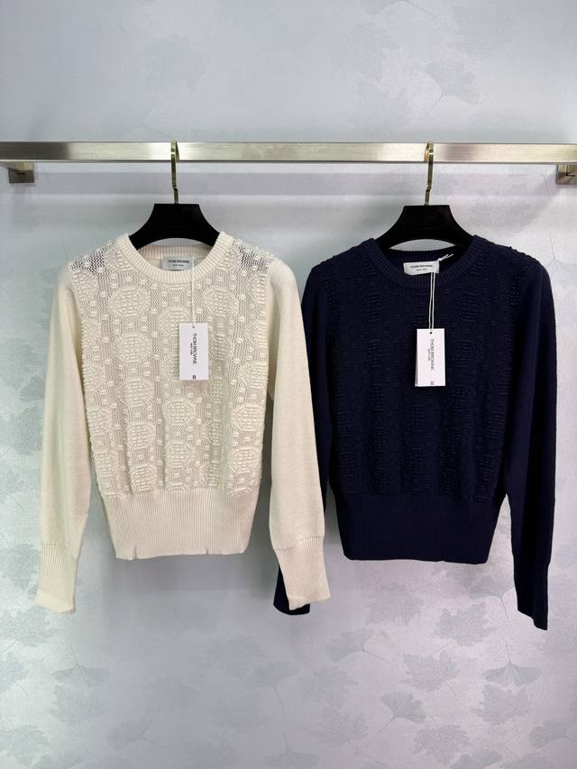 Tb*25 Early Fall new round-neck sweater with 3D jacquard all-over print design.