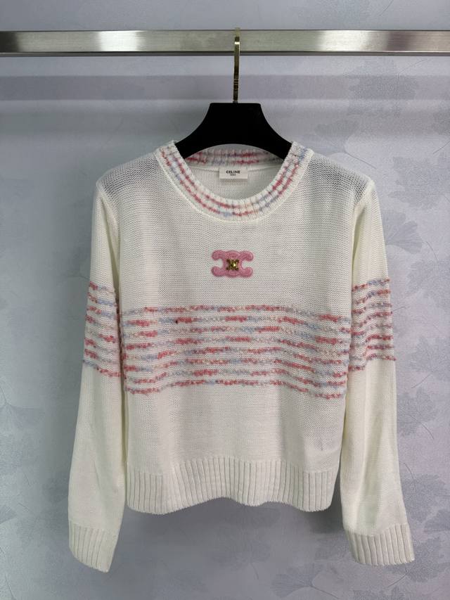 Celin*'s latest 2025 Early Fall collection! This Arc de Triomphe round-neck knit