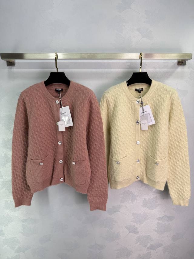 Chane*25 Early Autumn New Style Knitted Round Neck Cardigan Three-dimensional Bu