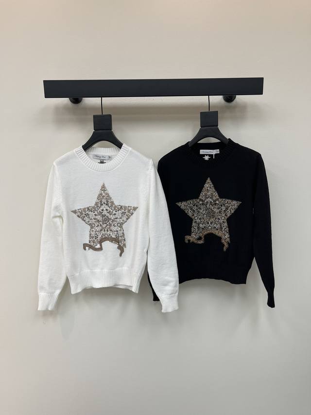 Dio* 25 new classic five-pointed star embroidered knit sweater! Superb quality!