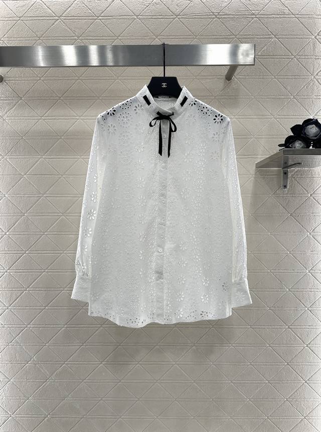 Valentin*2025 new arrivals. Custom-made hollow embroidered lace-up shirt made of