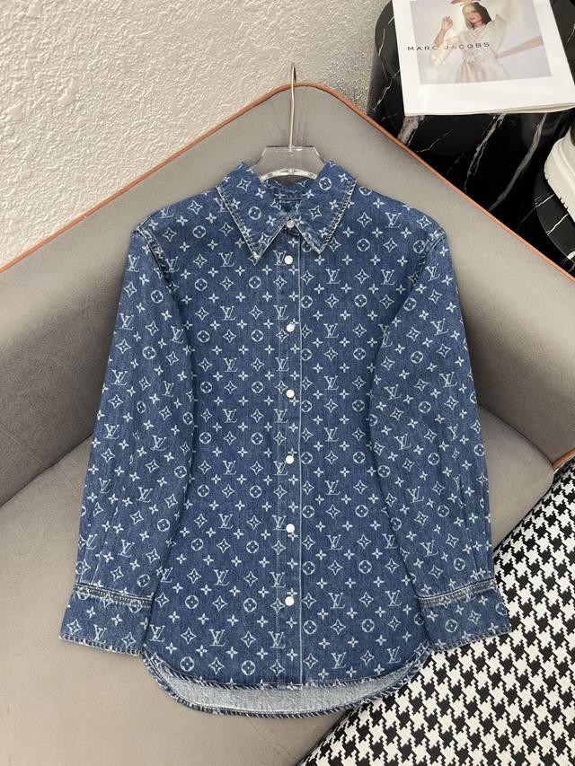 Louis Vuitto* 25Ss new long shirt jacket with denim monogram jacquard fabric dec
