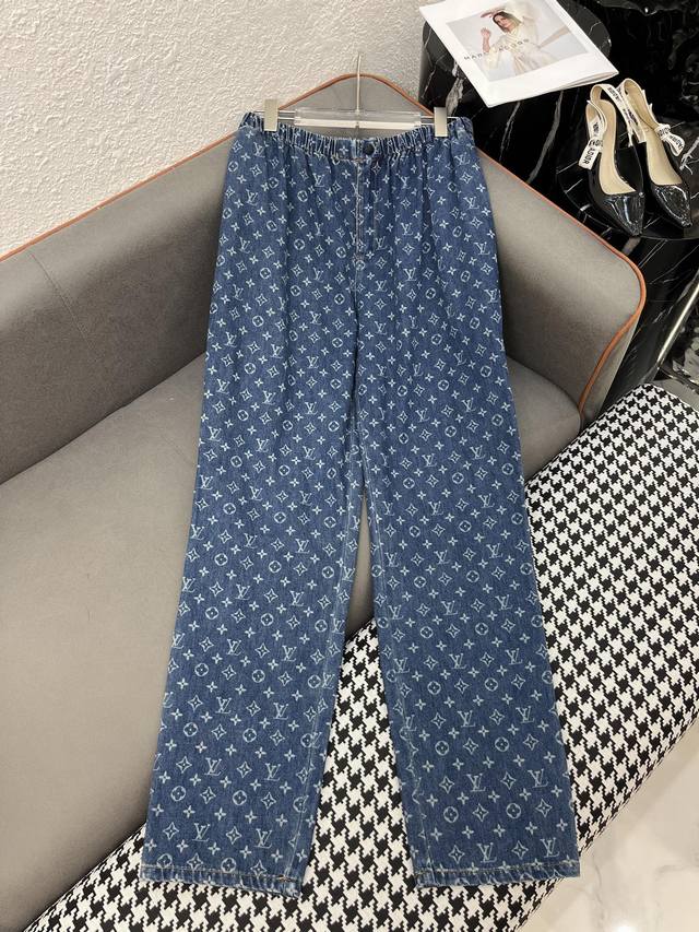 Louis Vuitto* 25Ss new trousers denim monogram jacquard fabric decoration stylis