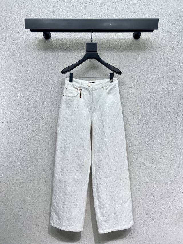 L's series of monogrammed denim trousers with lipstick metal accents are stylish