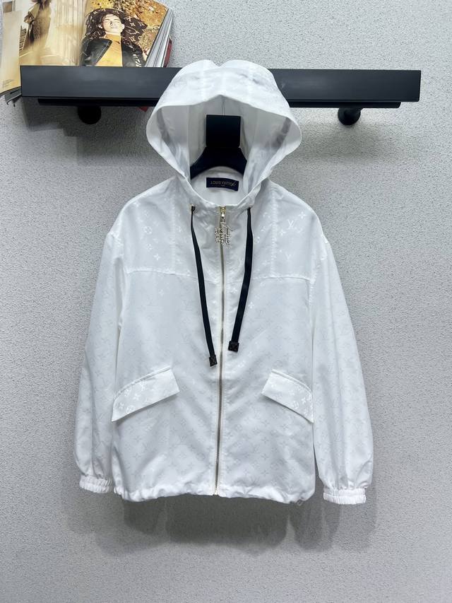 L's classic white monogram hooded jacket