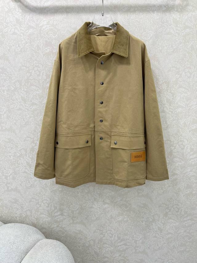 Mm6 Margiela 25 Early Fall new work jacket with a lapel and corduroy collar, sin