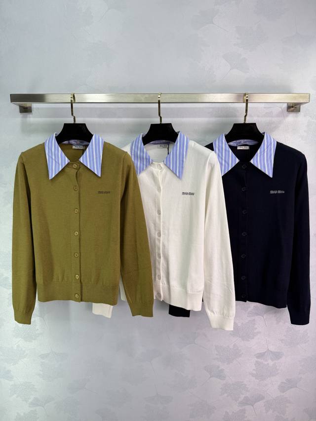 Miumi*'s latest 2025 Early Fall collection! A long-sleeved knitted cardigan with