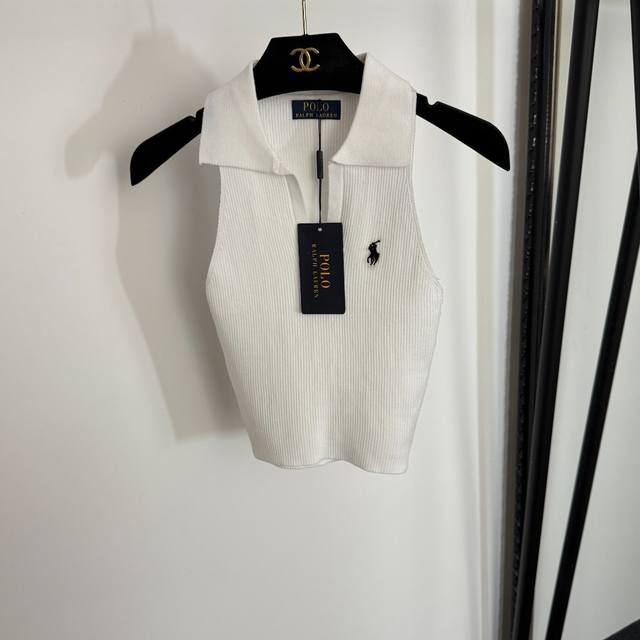 Style No. 20254342 Polo Ralph Lauren new polo embroidered lapel knitted vest, wh