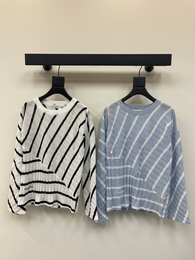 Dio*25 new striped lettered pullover knit sweater, custom-made with Yb linen yar