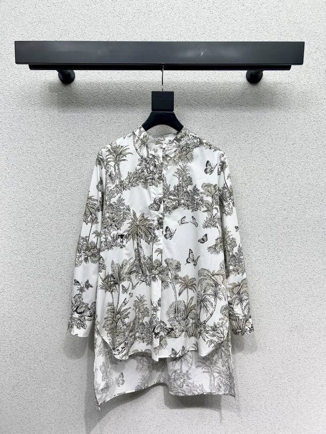D series jungle butterfly print shirt. Custom-made, textured, lustrous, and styl