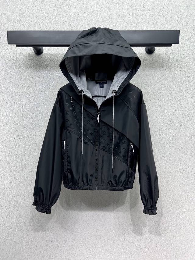 L home splicing old flower hooded jacket fashionable sense online practical wear