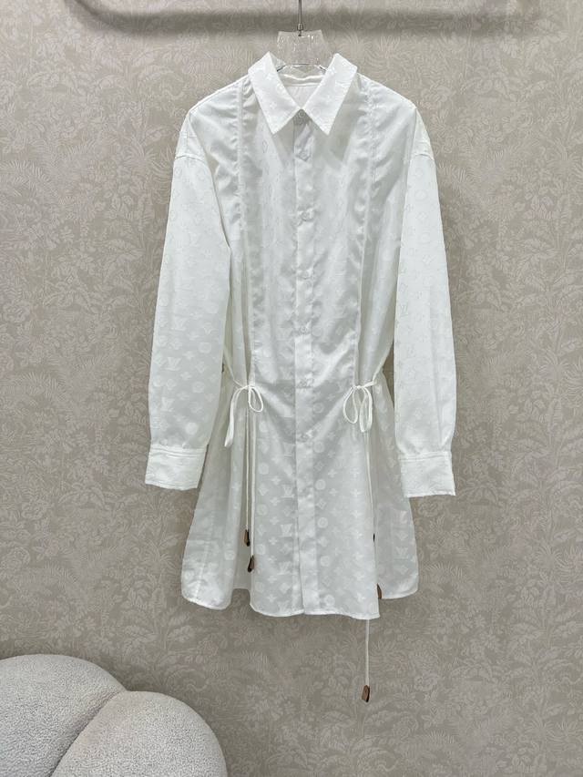 Louis Vuitto* 25 new jacquard drawstring shirt dress, custom-made in YB twill ja