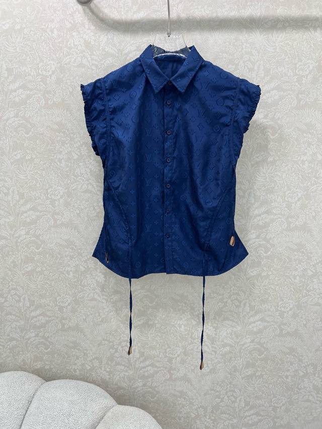 Louis Vuitto* 25 new jacquard short-sleeved drawstring top, custom-made in YB tw