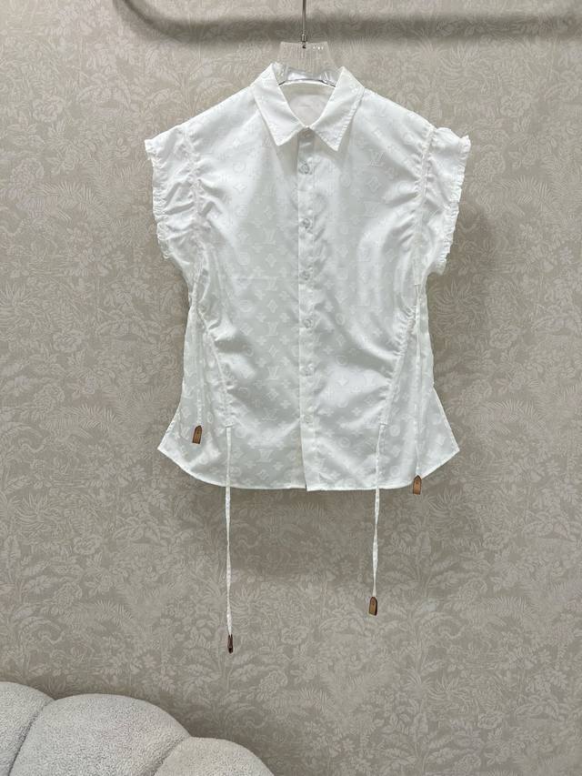 Louis Vuitto* 25 new jacquard short-sleeved drawstring top, custom-made from YB