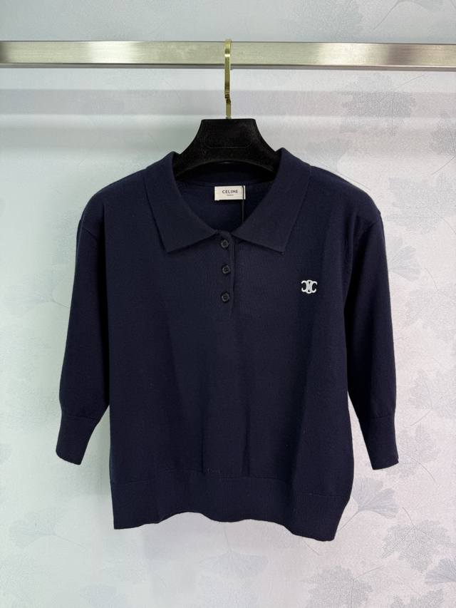 Ce*2025 Early Fall new knitted polo shirt with a half-button design and a single