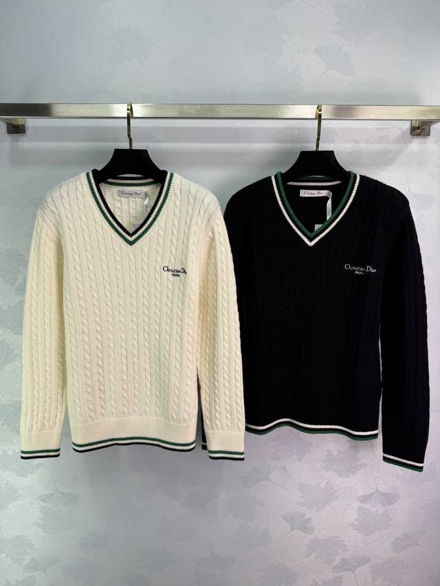 Dio*25 Early Autumn New Embroidered Logo V-Neck Long Sleeve Top Custom-made Wove