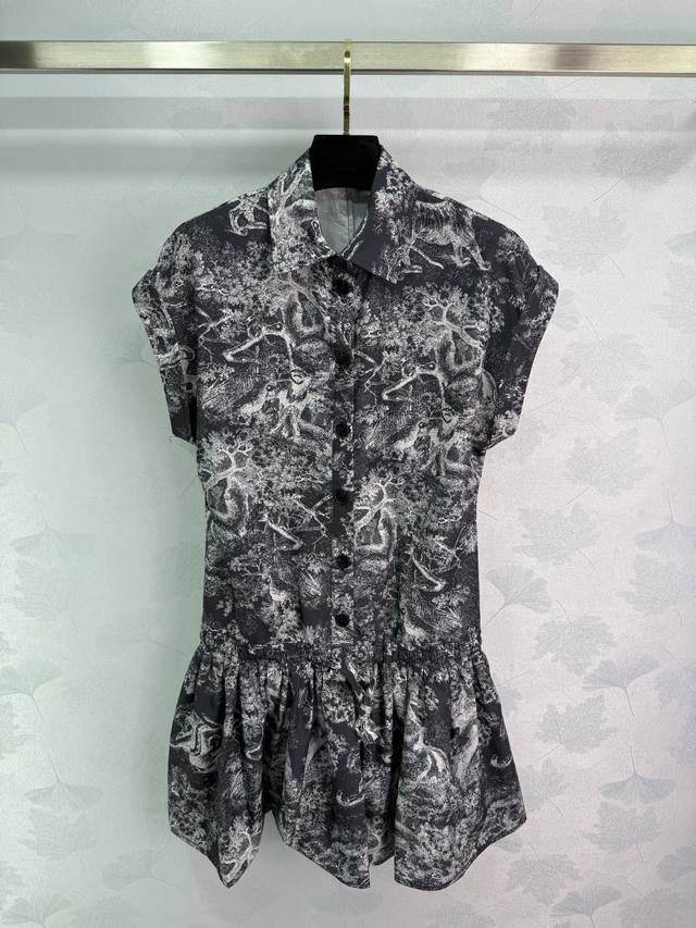 Dio*2025 New Arrival Direct-Inkjet Printed Pleated Short Sleeve Dress Custom Mad