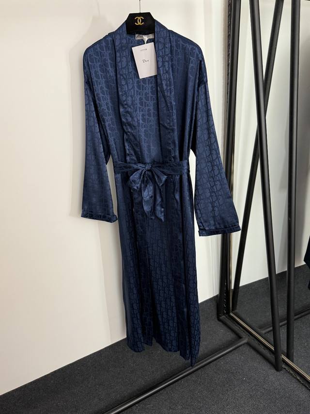 Style No. 20254332 Dio* new monogram logo print tie waist long sleeve dress nigh