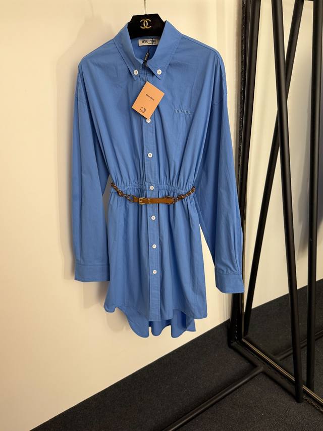 Style No. 20254331 Miumi's newest long-sleeved shirt dress with back buttoning a