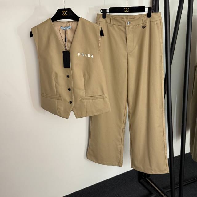 Style 20254326 Prad* new Ol suit, logo letter print V-neck suit vest jacket + hi