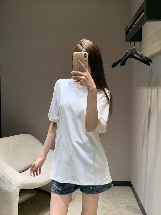 Gucc* 25Ss Spring/Summer new short-sleeved T-shirt with embroidered logo and let
