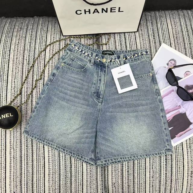Highly recommended 25th spring and summer series Cha* new denim shorts with brai