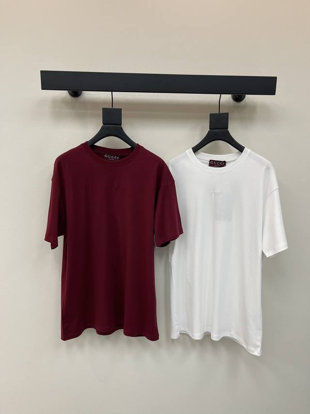 Gucc*25 new round neck letter embroidered short-sleeved T-shirt customized Yb or