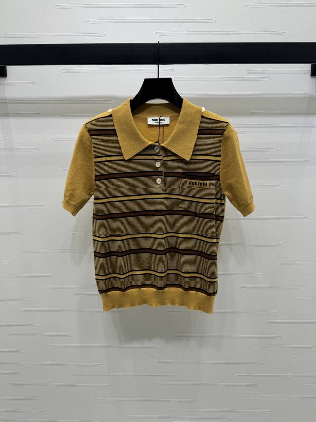 New, original, high-quality, Miumi* 2025 Early Fall collection! Striped lapel kn