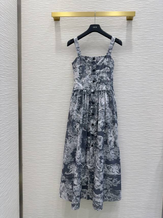 Christian Dio*2025Ss new slip dress with a zoo Jouy print, simple yet elegant, t