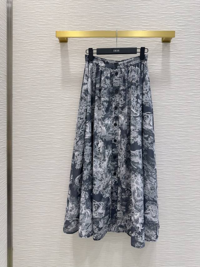 Christian Dio*2025Ss new skirt with a zoo Jouy print, simple yet elegant, the wh