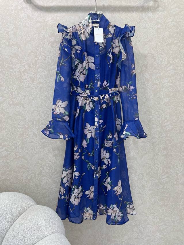 Zimmerman 25 new style small stand-up collar, palace lace, ruffled dress, trumpe