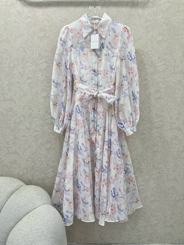sleeves, includes a natural fabric belt, waist-cinching, oversized skirt, and si