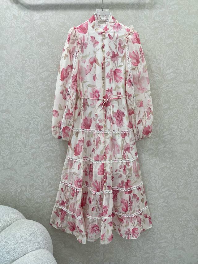 Zimmerman* 25 new small stand-up collar lantern long dress is made of pure cotto