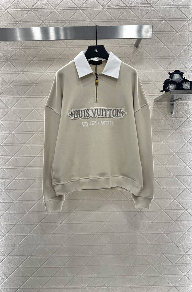 Louis Vuitto*2025 new arrivals. Custom-made lapel zippered half-open cardigan sw