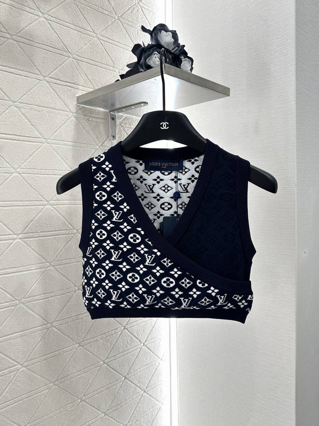 Louis Vuitto*2025 New Arrival Jacquard-Spliced Knitted Short Vest Custom-Woven Y