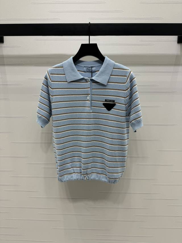 New, original, high-quality Prad* 2025 Early Fall collection! Lapel striped knit