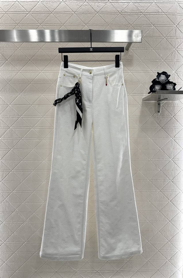 Louis Vuitto*2025 New Arrivals: Embossed Denim Scarf Pants, Custom Yb Twill Cott
