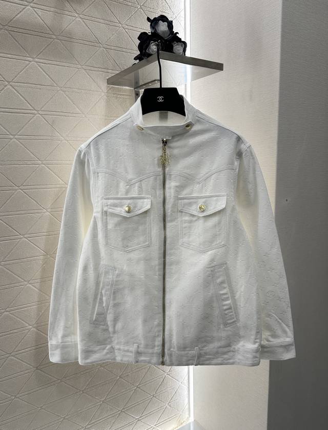 Louis Vuitto*2025 New Arrivals Embossed Denim Jacket Custom Made Yb Twill Cotton