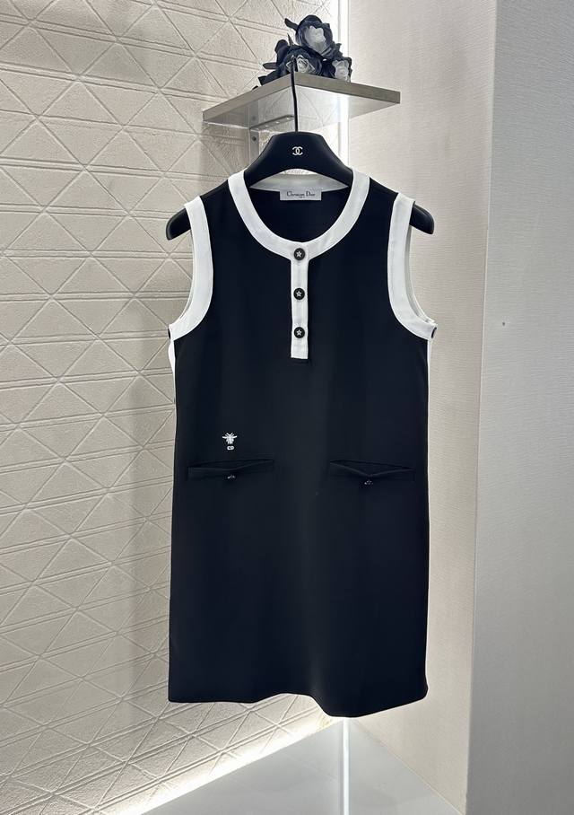 Dio*2025 new arrivals, black and white contrasting vest dress, custom made with