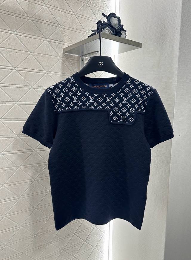 Louis Vuitto*2025 New Arrival: Jacquard-patterned knit short-sleeves, custom-wov