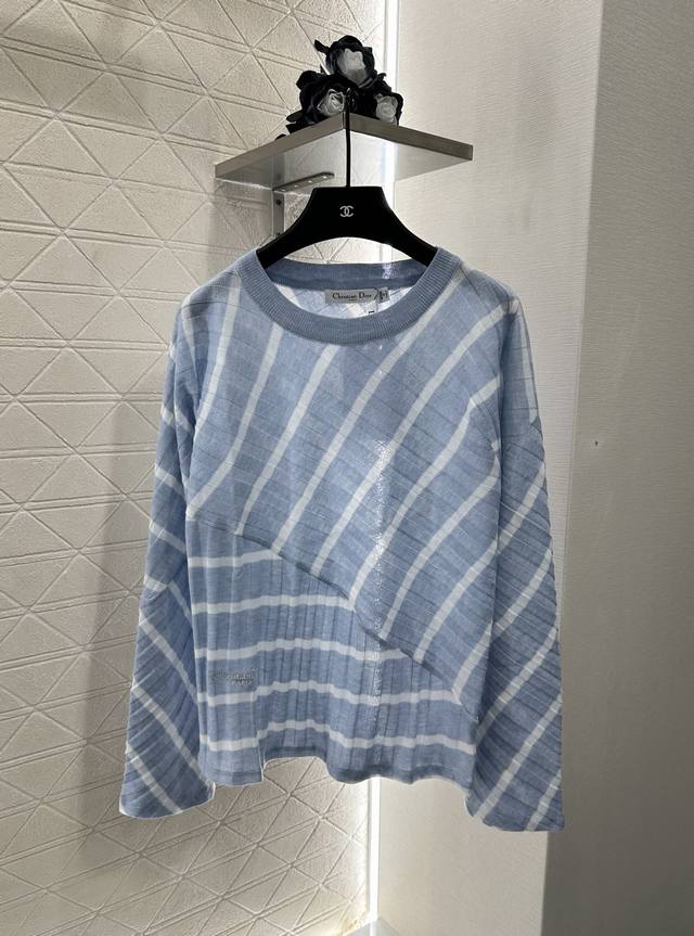 Dio*2025 New Arrival Striped Lettering Pullover Knit Sweater Custom Woven with Y