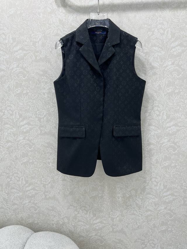 Louis Vuitt*N25 new jacquard vest jacket. Jacquard pattern fabric, high-quality
