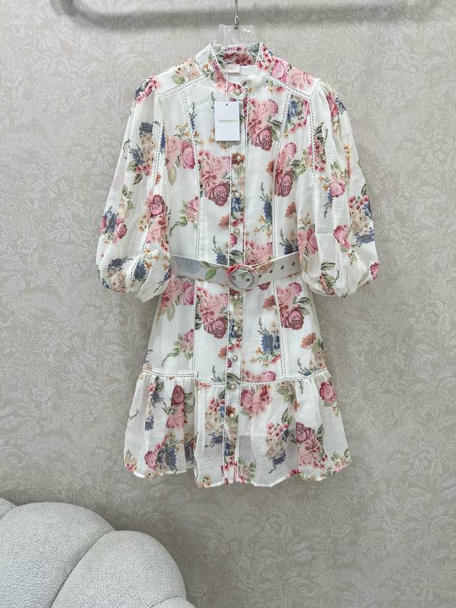 Zimmerman* 25 new small stand-up collar lantern dress is made of pure cotton ble