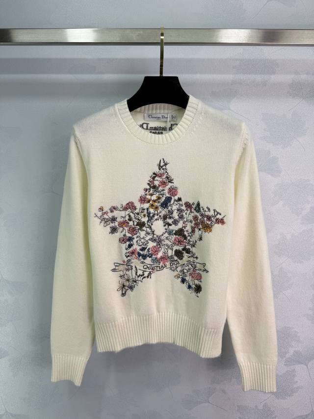 Dio*25 new autumn and winter knitted round neck pullover with Lucky Star floral