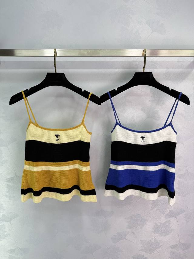 Dio*25 Spring/Summer new contrast striped knitted camisole top. Crochet craftsma