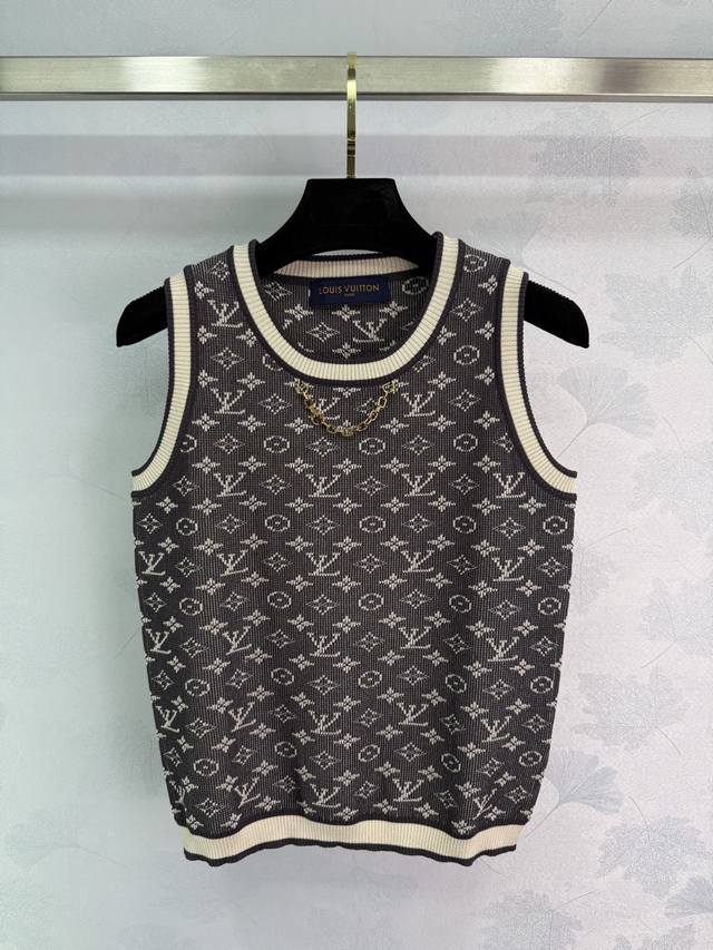 Louis Vui*Ton's latest Early Fall 2025 collection! Jacquard chain-knit vest! Cra