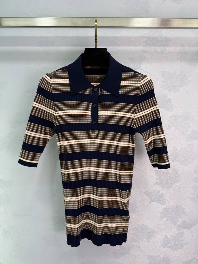 Pr*25Ss Striped hollow knit top, a true vintage style with a casual, elegant loo