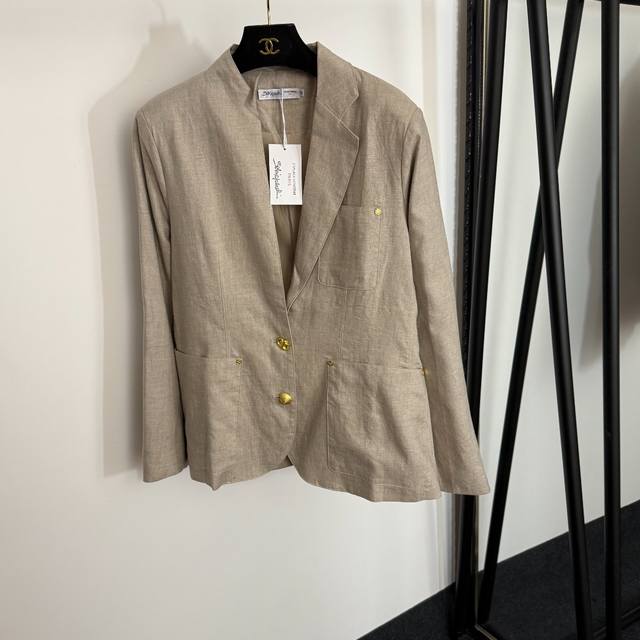 Style No. 20254283 Schiaparell's latest luxury multi-pattern gold button half la