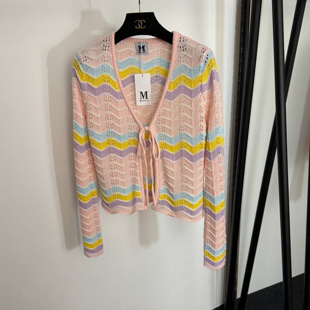 Style No. 20254269 Misson* New Color Wave Pattern Hollow V-Neck Long Sleeve Knit
