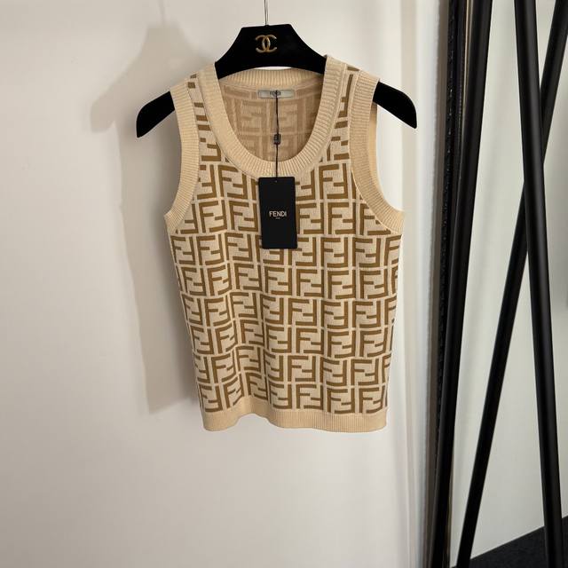 Style No. 20254264 Fend* New Monogram F Letter Jacquard Knit Vest, Apricot, Blue